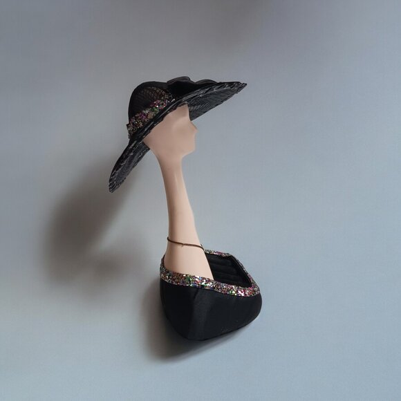 Black Hat Woman Earring Ring Small Jewelry Display - Picture 6 of 11
